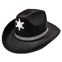 Фетровая карнавальная шляпа шериф, 58-60 см, черный, фетр (460038)
