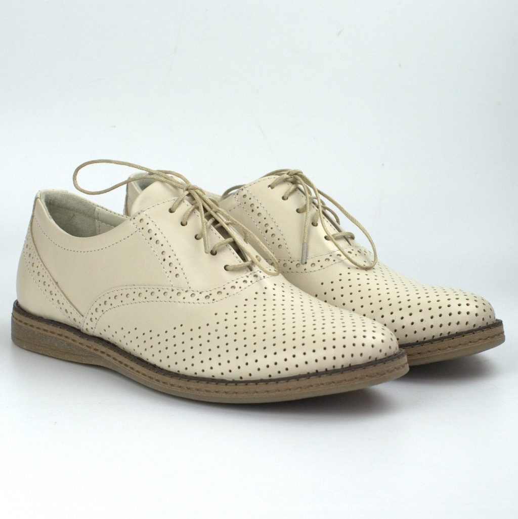 Чоловіче взуття великих розмірів бежеві туфлі літні шкіряні Rosso Avangard Felicete Beige Perf Peas, фото 1