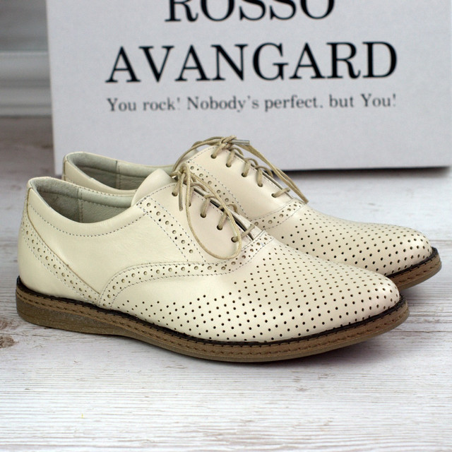 бежеві Rosso Avangard Felicete Beige Perf Peas Чоловіче взуття великих розмірів бежеві туфлі літні шкіряні Rosso Avangard Felicete Beige Perf Peas