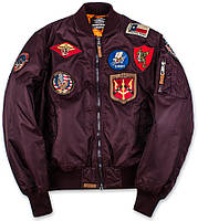 Бомбер Top Gun MA-1 Nylon Bomber Jacket with Patches (бордовый)