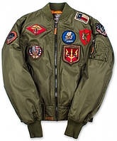 Бомбер Top Gun MA-1 Nylon Bomber Jacket with Patches (оливковый)