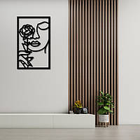 Дизайнерська настінна абстракція з дерева «Дівчина з трояндою»