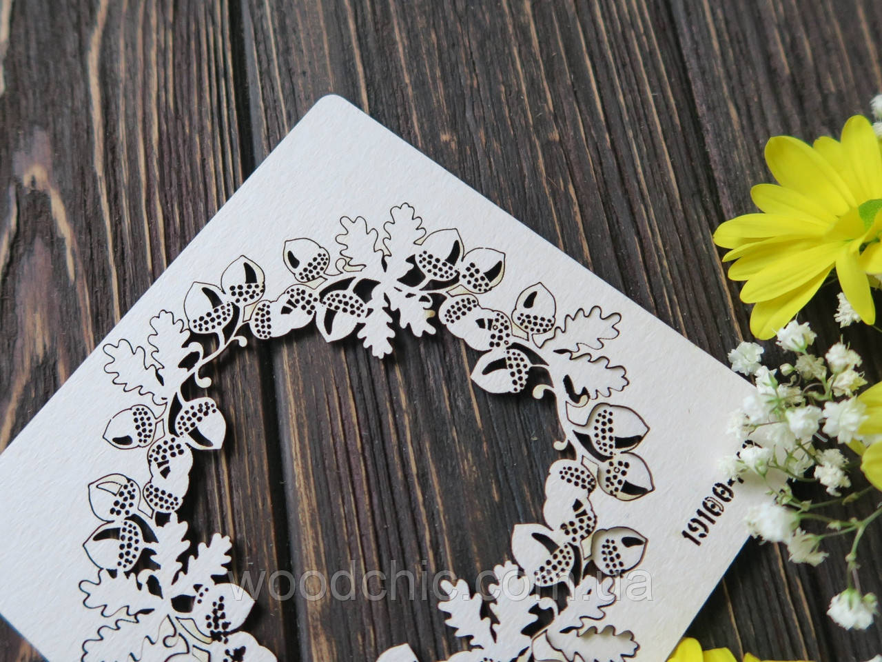 Чипборд дубовий вінок зі шлунками, фото 1