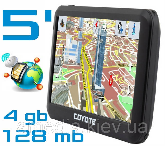 GPS навигатор COYOTE 528 MATE 5 дюймов RAM 128 mb ROM 4Gb с картами навигации - фото 1 - id-p1146141822