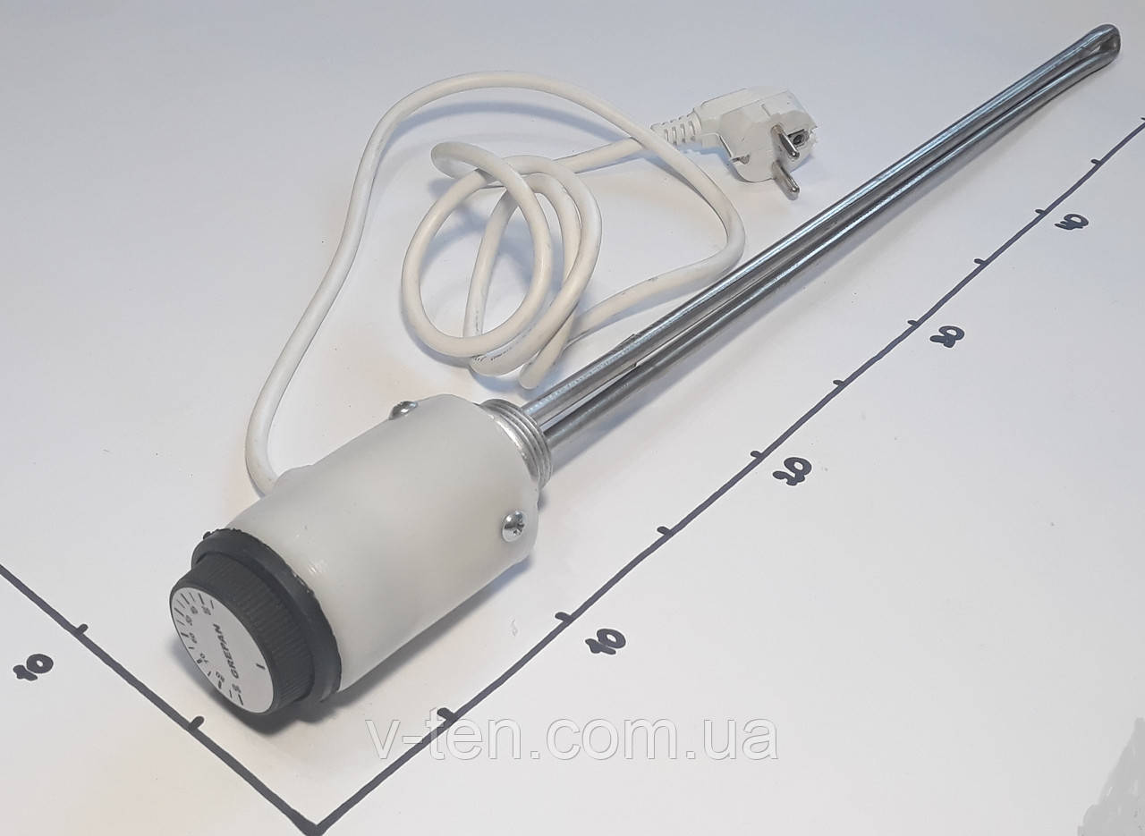 ТЕН для радіатора 1200W з різьбою 1" та терморегулятором (Україна)