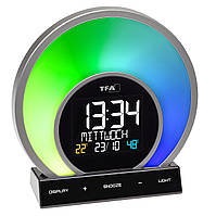 Будильник светильник TFA SOLUNA меняет цвета термогигрометр функция зарадки 170x68x150 мм