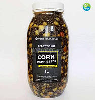 Кукуруза с коноплей для рыбалки готовая World4Carp Corn&Hemp Seeds, 1л.