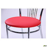 Кухонний стілець AMF Велес 830х400х500 мм хром червоне сидіння м'яке для кафе, фото 6