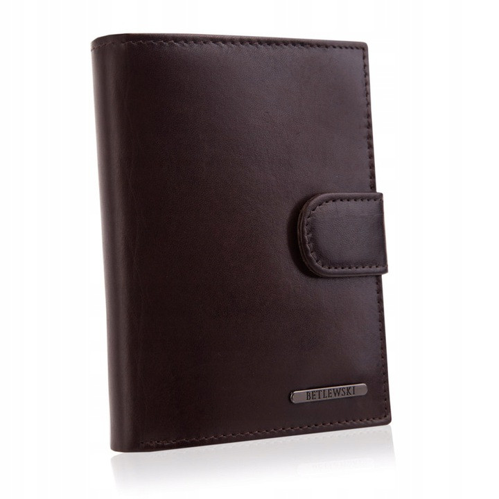 Чоловічий шкіряний гаманець Betlewski з RFID 12,4 х 9,5 х 3 (BPM-VTC-64) - коричневий, фото 1