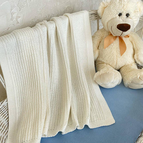 Плед вязанный молочного цвета 95*75 см (90% хлопок, 10% акрил), цена ...