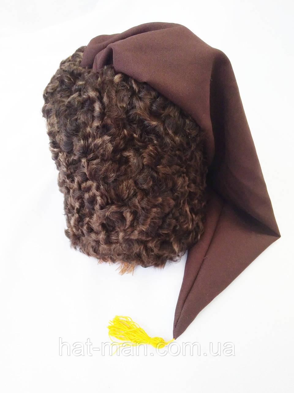 Казацкая шапка из фильма "Пропала грамота" (коричневый каракуль и коричневый шлык) - фото 1 - id-p1146295766