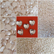 Клейові полубусины, кабошони, стрази