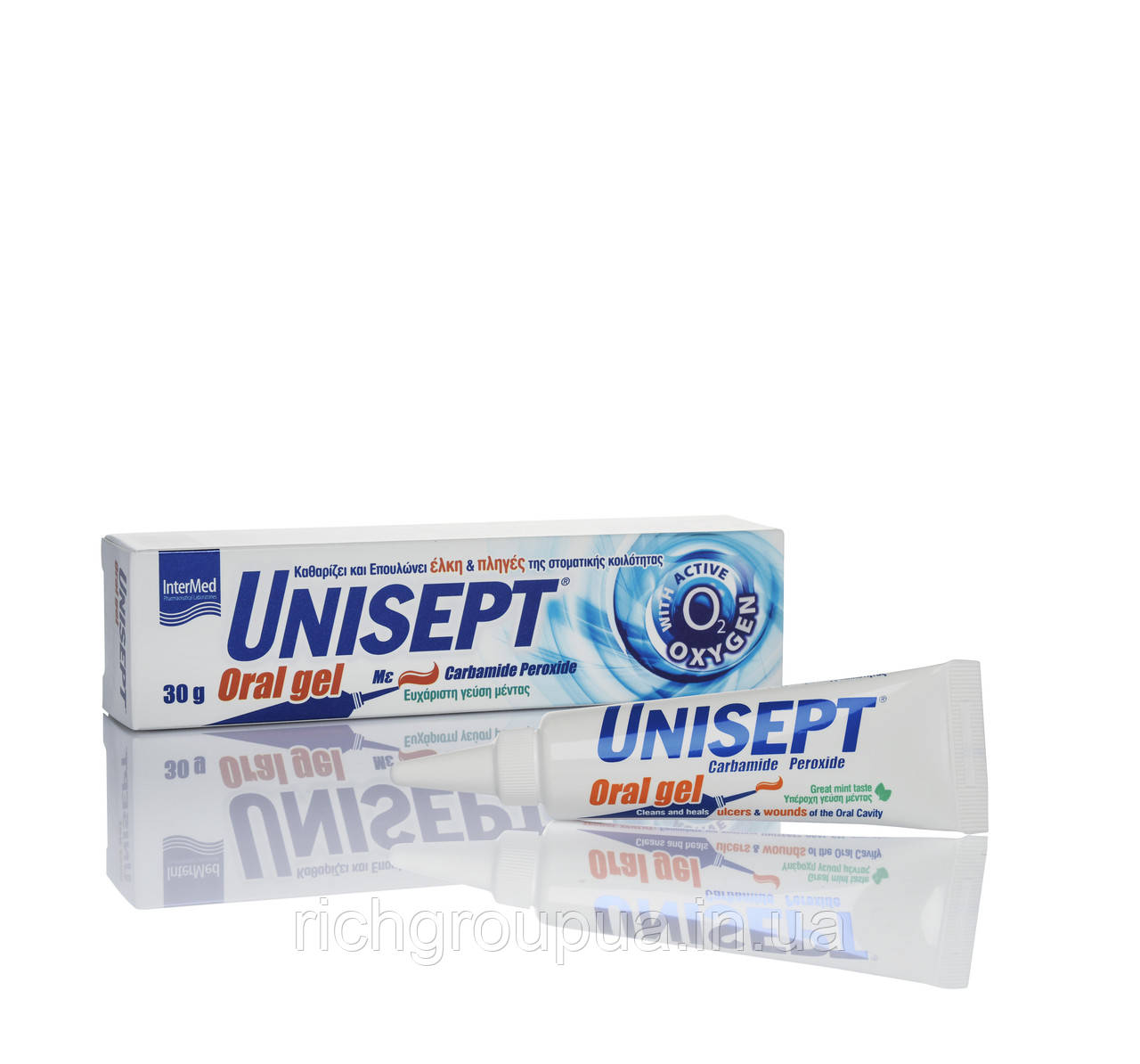 Отбеливающий гель для зубов УНИСЕПТ (гель для полости рта после операций и имплантации UNISEPT Oral gel 30г) - фото 2 - id-p1146343370