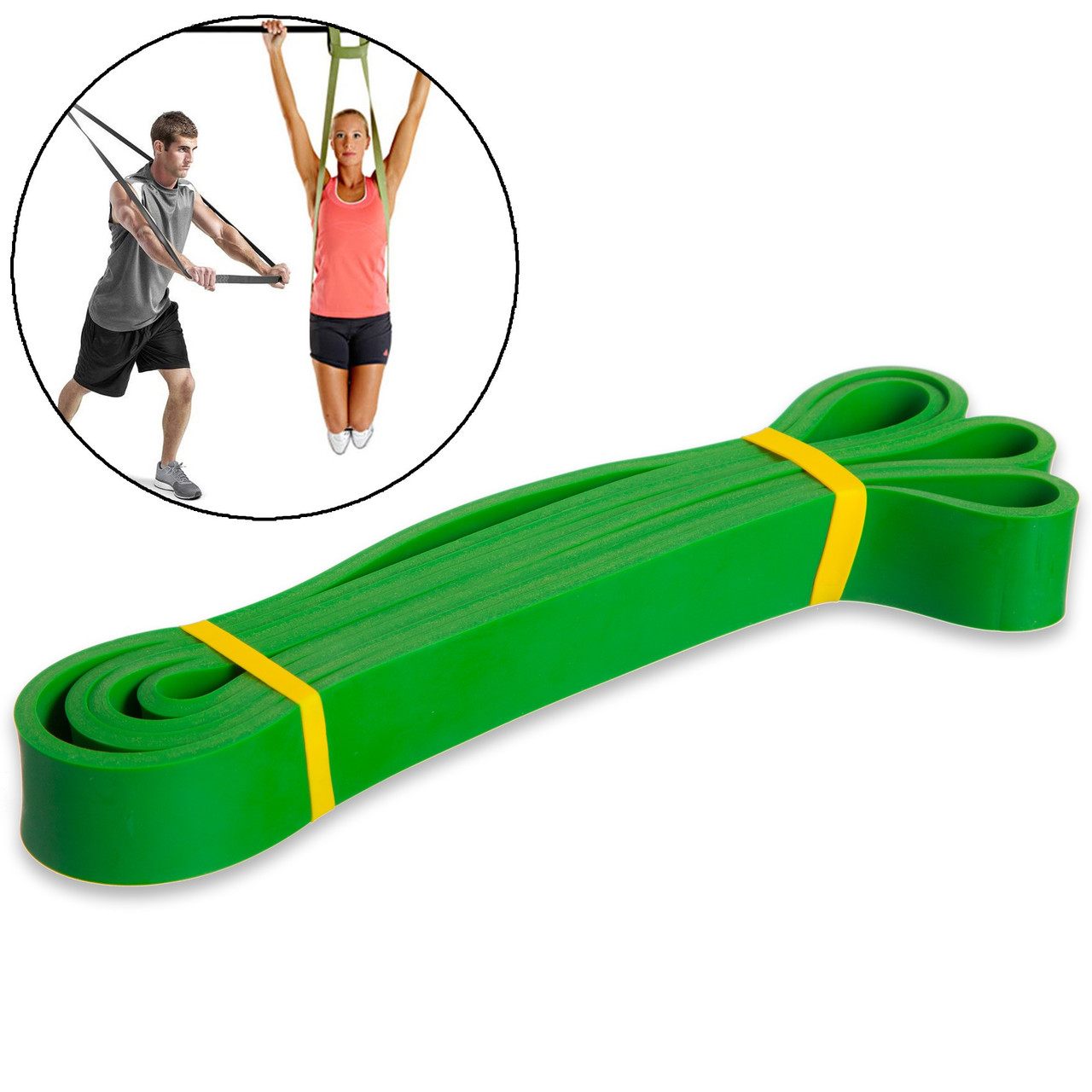 Гума для фітнесу та підтягувань Power Bands FI-0889-3 потужність M (навантаження 16-39 кг) зелена, фото 1