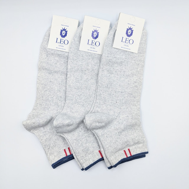 Шкарпетки чоловічі спортивні бавовняні з подвійною п'яткою середньої довжини Лео Лайкра Атлетик сірого кольору