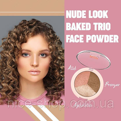 Палітра для контурингу Golden Rose Nude Look Baked Trio Face, фото 3