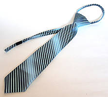 Краватка атласний 35 см в смужку бірюзово-чорний