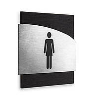 Табличка на женский туалет - Нержавеющая сталь и дерево - "Wave" Design
