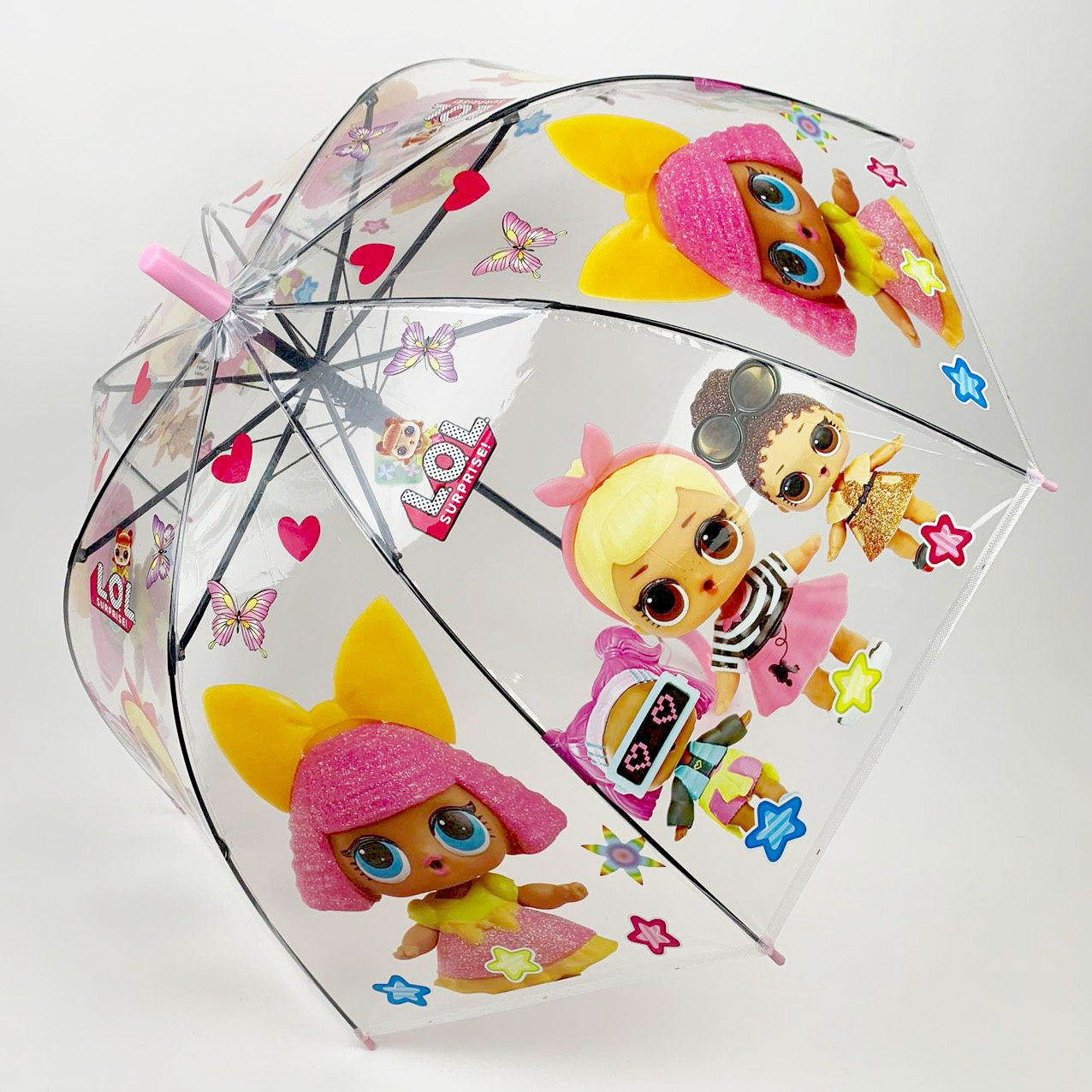 Дитяча парасоля-тростина, напівавтомат "LOL / ЛОЛ" від Rain Proof, з рожевою ручкою, 0269-1