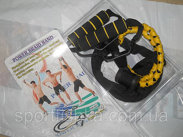 Еспандер для фітнесу дур жим із кріпленням у двері плетена гума, фото 1