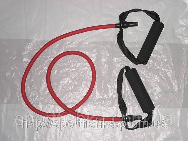 Еспаандер трубчастий гумовий із ручками універсальний жовтогарячий, фото 1