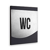 Табличка на туалет WC — Неіржавка сталь і дерево — "Venture" Design, фото 3