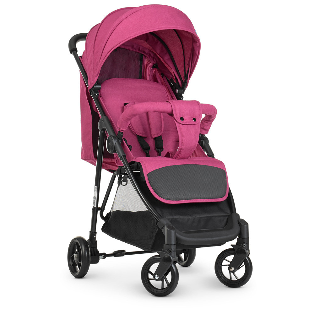 Коляска дитяча «Bambi» M 4249 Pink, прогулянкова, книжка, корзина, чохол, рожева, фото 1