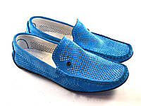 Голубые мокасины мужские замшевые летняя обувь с перфорацией Rosso Avangard SE Alberto Blu Perf