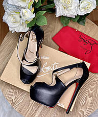 Жіночі чорні босоніжки на високій платформі Louboutin Exagona в шкірі 16 см Лабутини туфлі для танців лабутин, фото 5