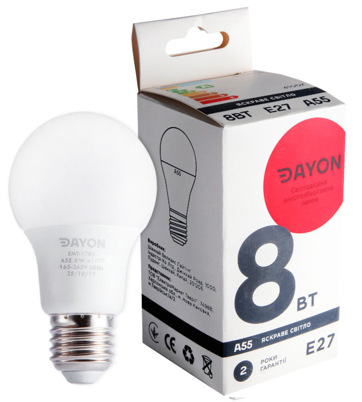 Світлодіодна лампа DAYON LED e27 груша 8W 4100K 220V