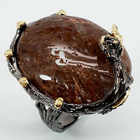 Серебряное кольцо с РУТИЛОВЫМ КВАРЦЕМ (натуральный!), серебро 925 пр. Размер 17