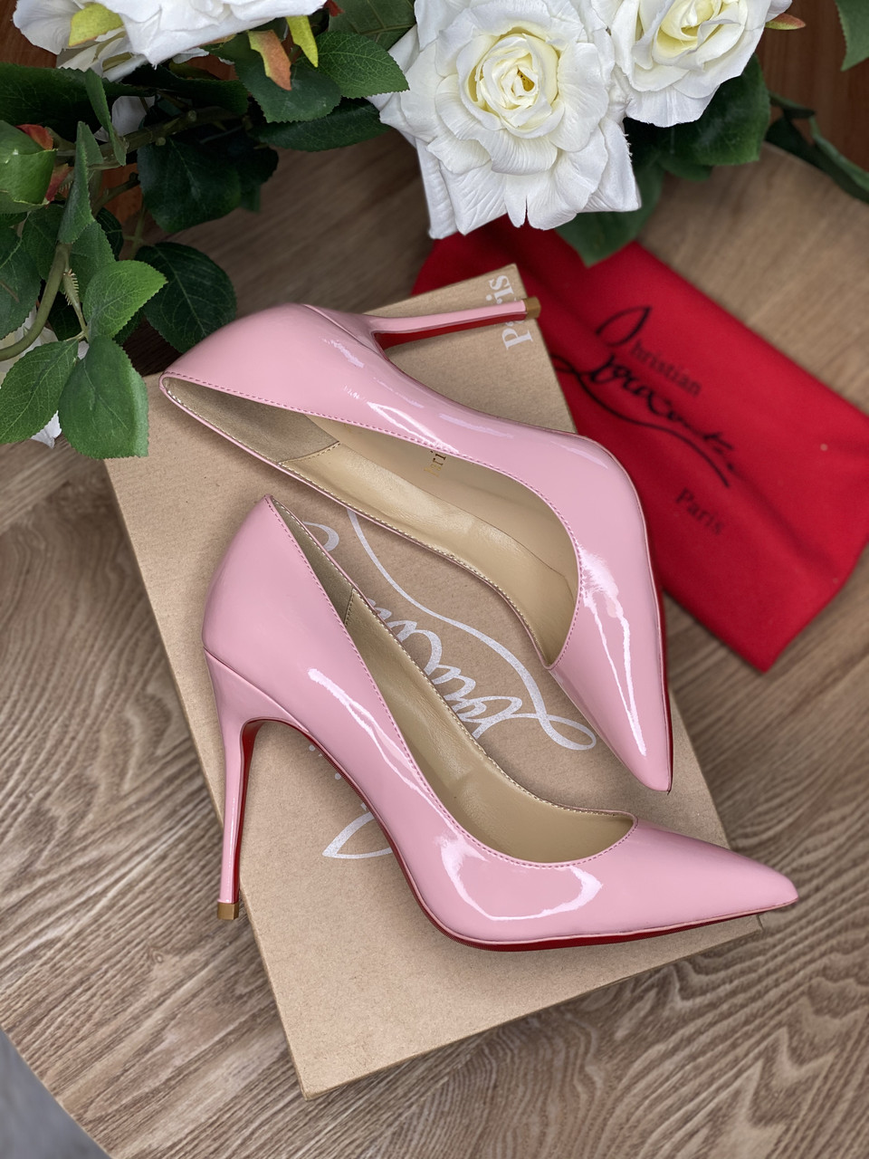 Жіночі рожеві туфлі — човники Louboutin So Kate 10 cm з лакованої шкіри лабутини туфлі малинові
