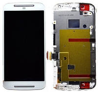 Дисплей Motorola XT1063 Moto G (2nd Gen) XT1064, XT1068 с сенсором и рамкой белый Оригинал (Тестирован)