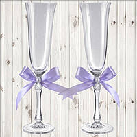 Свадебные бокалы, 2 шт, лиловый бант (арт. WG-000002-19)