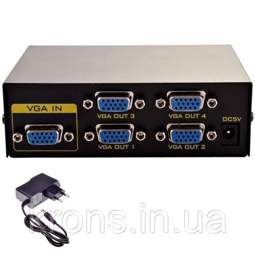 Комутатор VGA - 4 VGA, розгалужувач, спліттер, 200МГц, до 30м