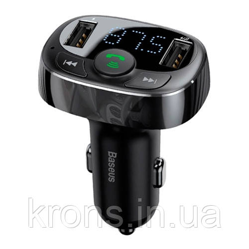 Автомобільний FM-модулятор Bluetooth 4.2 Handsfree 2x USB, Baseus S-09A