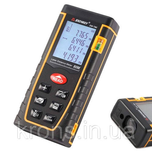 Далекомір лазерний, лазерна рулетка до 80м SNDWAY SW-T80, фото 1