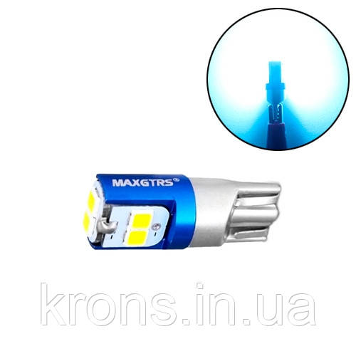 LED T10 W5W лампа в автомобіль, 6 SMD 3030, блакитний