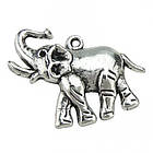 Кулон Слон, Метал, Античне Срібло, 39х30х5мм, Отвір 1.5мм, 5 шт, фото 2