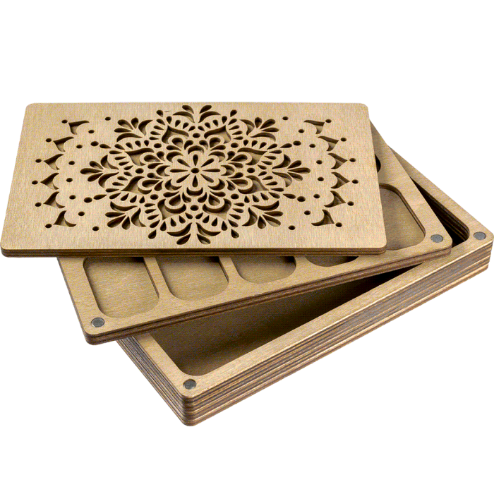 Органайзер для бісеру багатоярусний із дерев'яною кришкою   FLZB-078