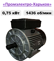 Електродвигун однофазний "Промелектро-Харків" АИ1Е 80А4 (0,75 кВт, 1436 об/хв, лапи/фланець)