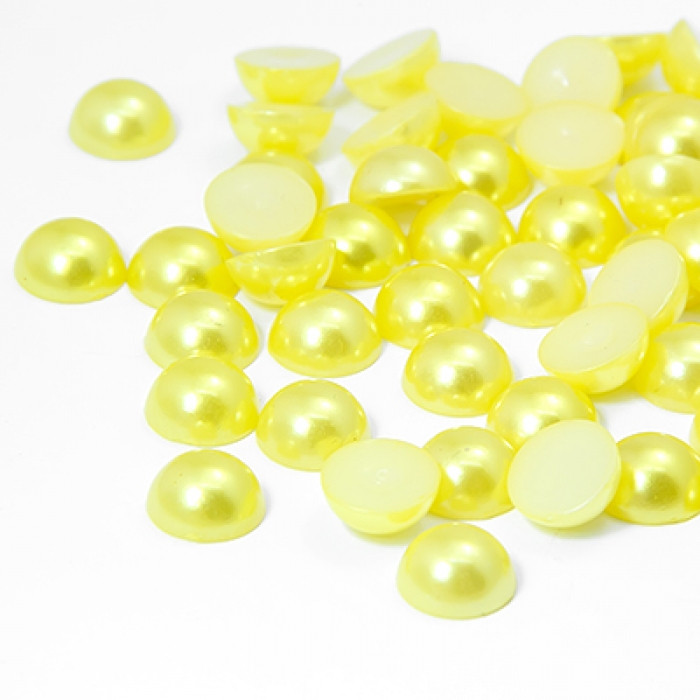 Кабошони Перли Акрилові, Круглі, Жовтий, 10х5мм, 50 шт, фото 1