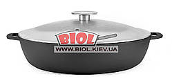 Чавунна жаровня 36 см з алюмінієвою кришкою БІОЛ 1736-1. Чавунний посуд