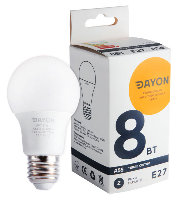 Світлодіодна лампа DAYON LED e27 груша 8W 3000K 220V