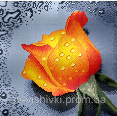 Набір для алмазної мозаїки 30х30см Троянда жовта, фото 2
