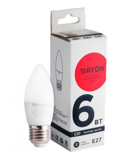 Світлодіодна лампа DAYON LED e27 свічка 6W 4100K 220V