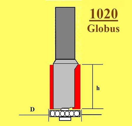 Фреза ГЛОБУС кромочна пряма з нижнім підшипником. Серія 1020.    D8 h20 d6, фото 2
