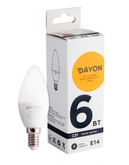 Світлодіодна лампа DAYON LED e14 свічка 6W 3000K 220V