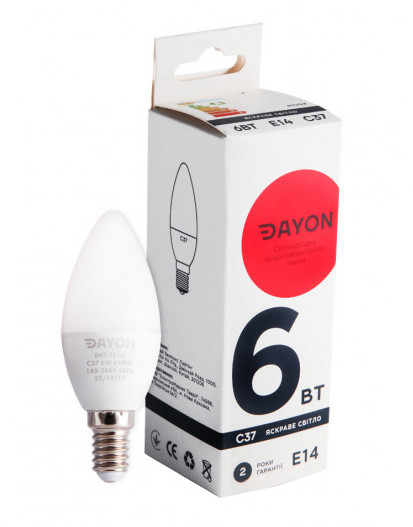 Світлодіодна лампа DAYON LED e14 свічка 6W 4100K 220V