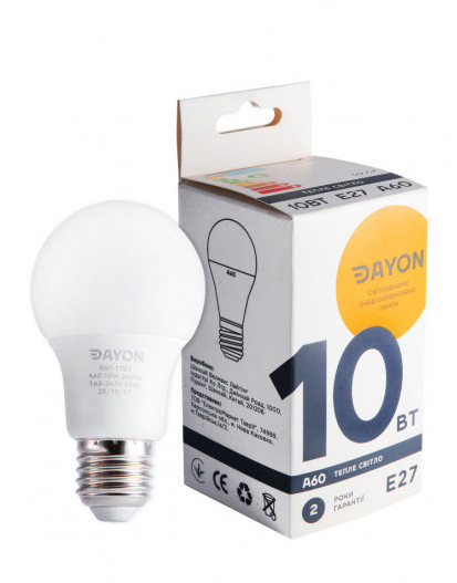 Світлодіодна лампа DAYON LED e27 свічка 10W 3000K 220V